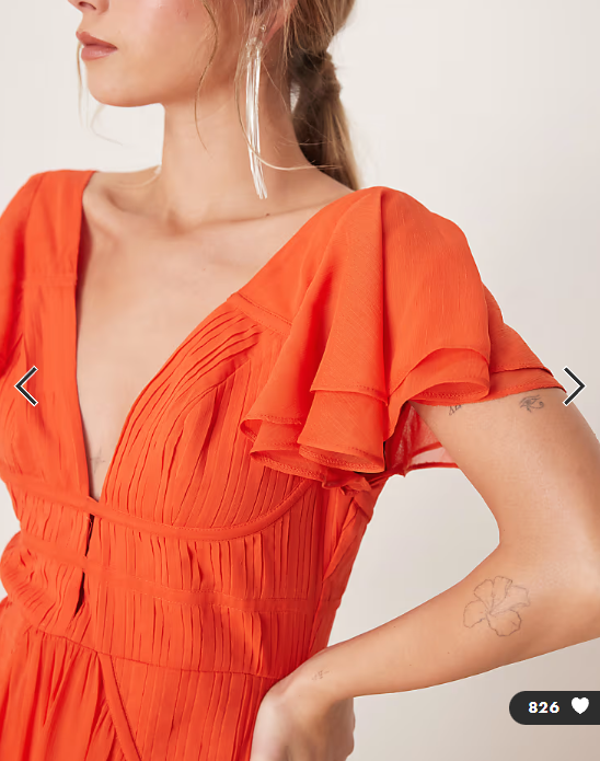 ASOS DESIGN flutter sleeve ruched maxi dress with hi low hem in spicy red