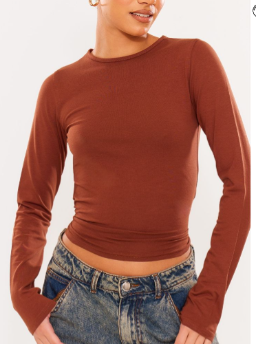 Chocolate Cotton Long Sleeved Top