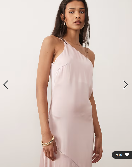 Vila one shoulder strap detail satin maxi dress in light pink