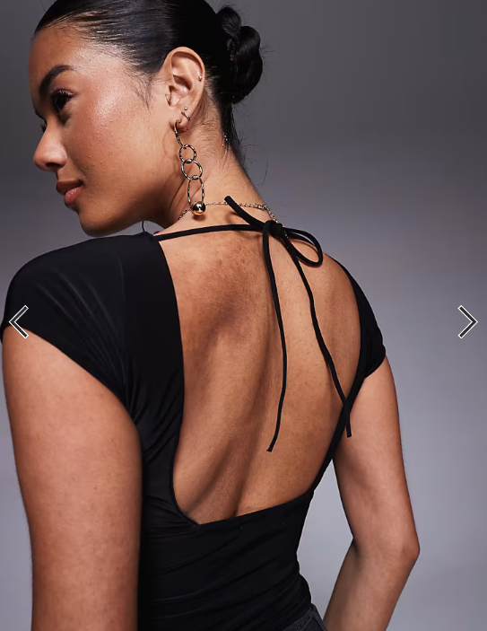 Fashionkilla slinky double layered cap sleeve top in black