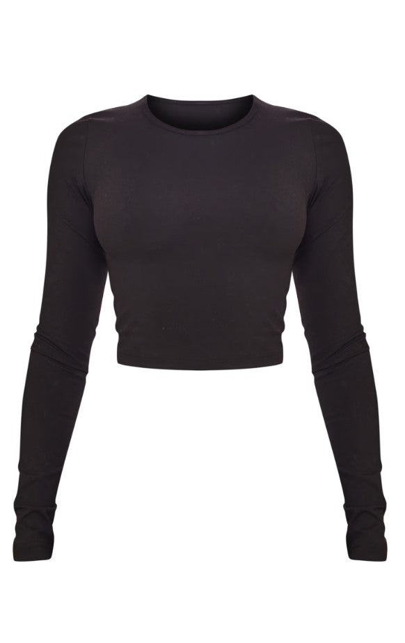 Petite Black Contour Sculpt Long Sleeve Top
