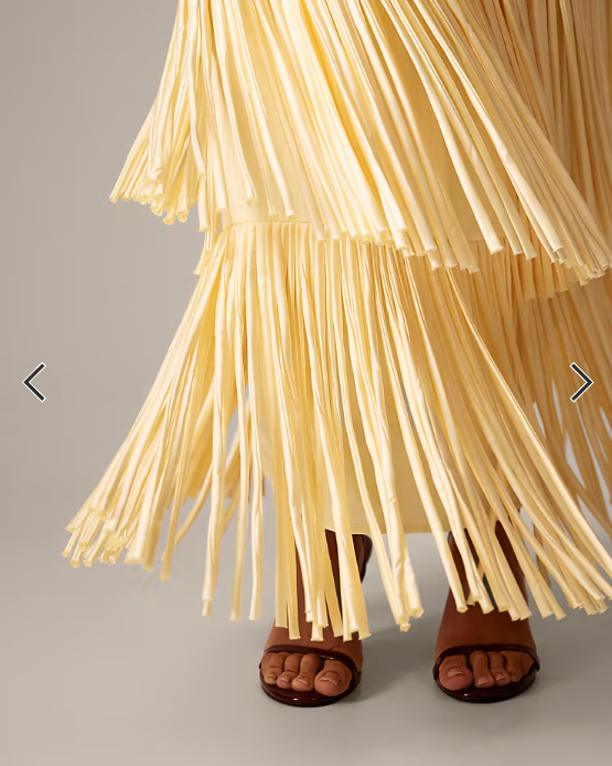 ARRANGE fringe tiered maxi skirt in butter yellow