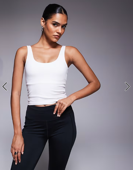 4505 square neck vest with inner bra in white