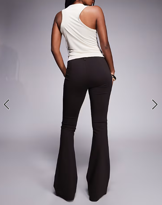 ASOS DESIGN Premium ponte flare trouser with tailored waistband in chocolate