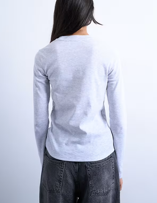 Topshop Long sleeve everyday tee in grey marl