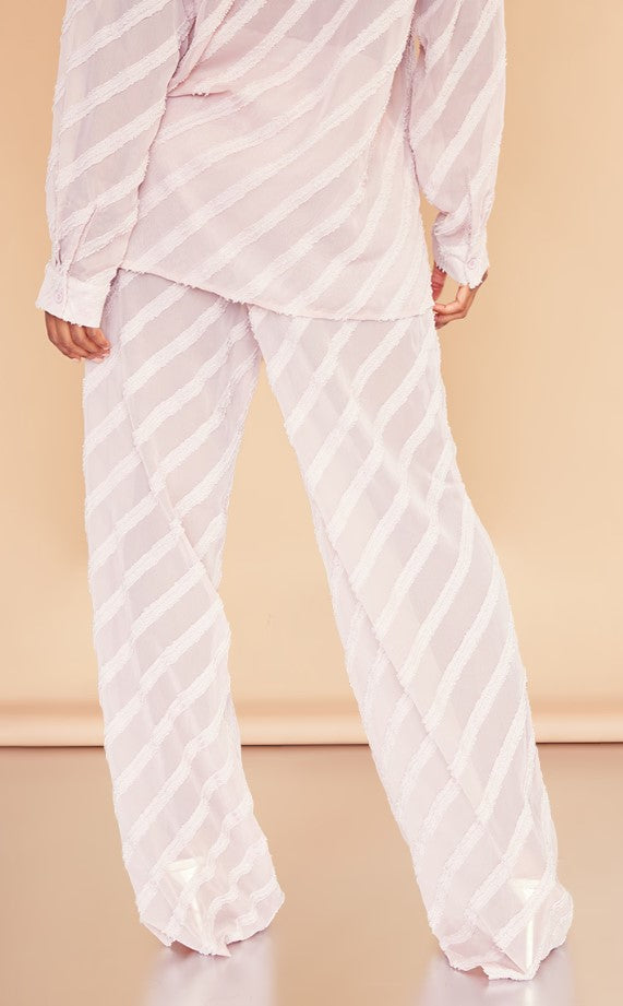 Rose Textured Chiffon Oversized Wide Leg Trousers