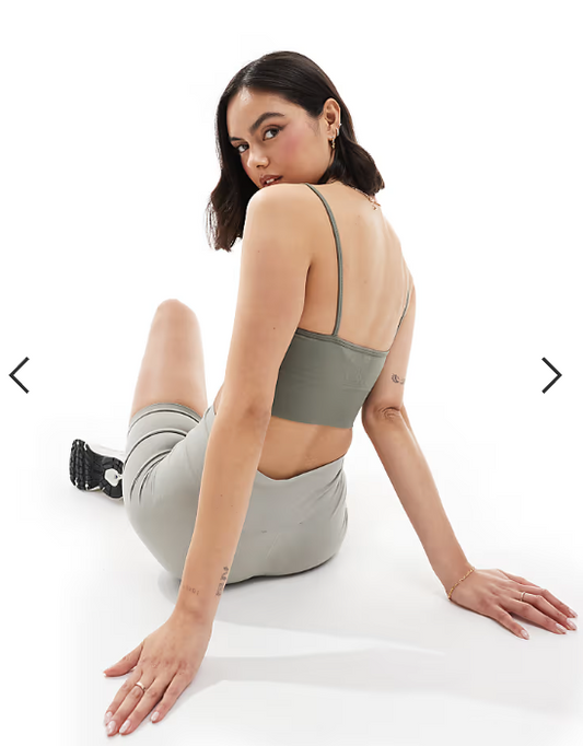 Miss Selfridge seamless bralet cami top in khaki