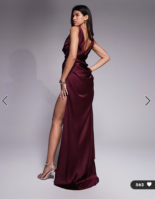 Asos - drape satin maxi dress with contrast bonded bodice in burgundy