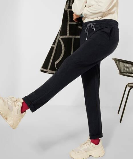 More Fun - High Waist Swirl Detail Wide Leg Joggers In Charcoal Grey Knit