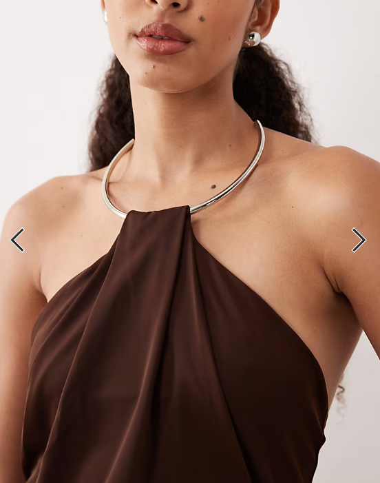Mango maxi dress with ring detail in brown