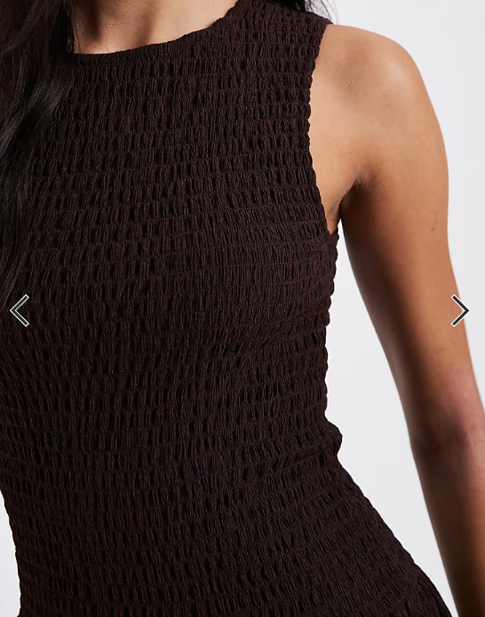 Brave Soul drop waist racer dress with shirred bodice in brown