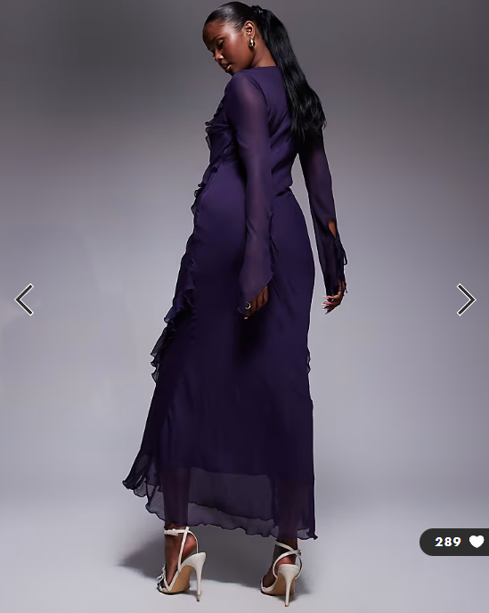 Daska chiffon maxi dress with frill details in purple