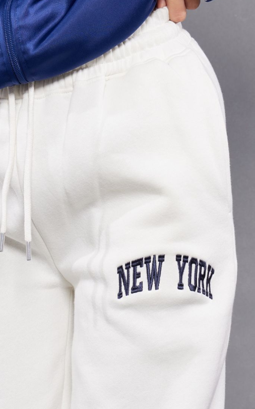 Plt - White New York Print Wide Leg Joggers