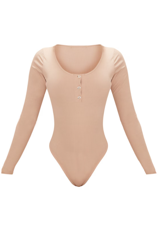 Shape Stone Ribbed Long Sleeve Bodysuit