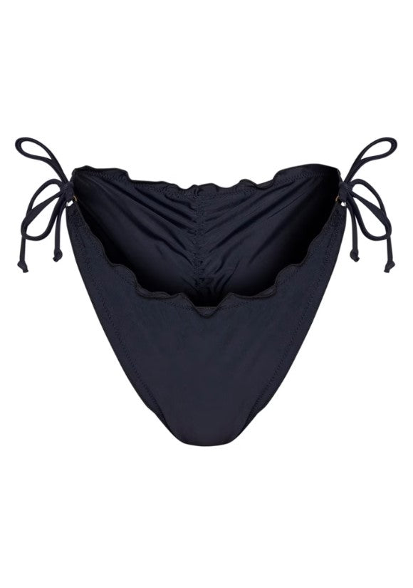 Black Frill Edge Ruched Back Bikini Bottoms