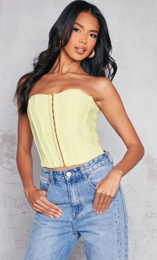 Plt - Lemon Bandage Hook And Eye Structured Corset