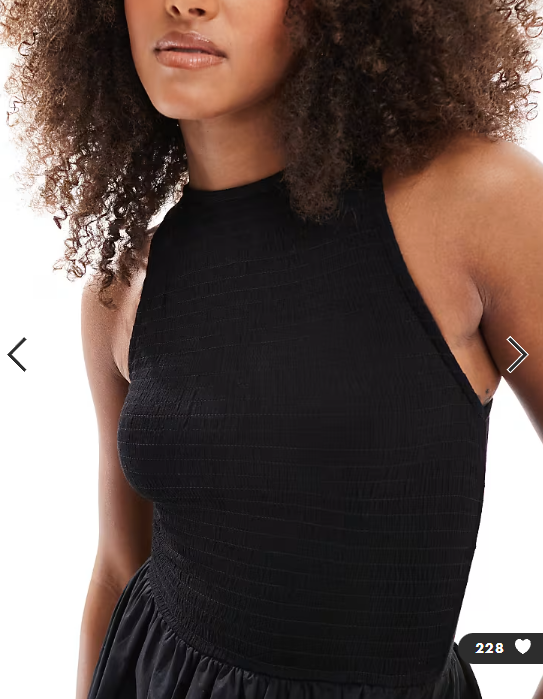 ASOS DESIGN racer neck crinkle bodice poplin skirt midi dress in black