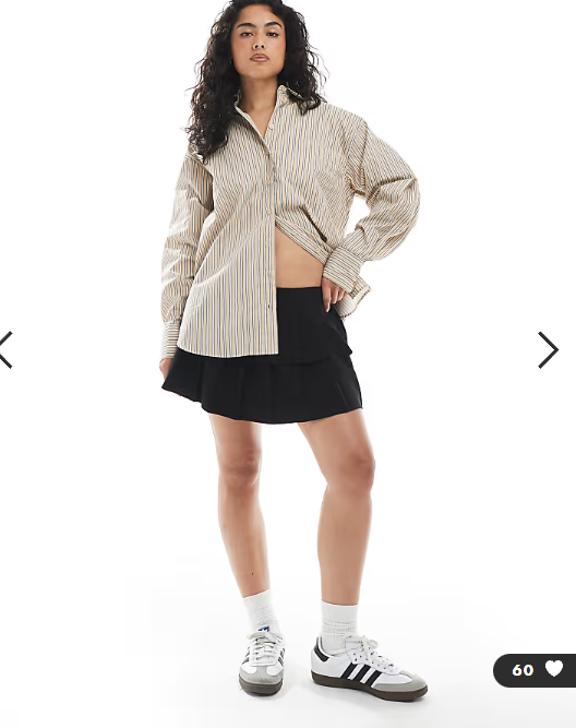 ASOS DESIGN oversized shirt in stone stripe