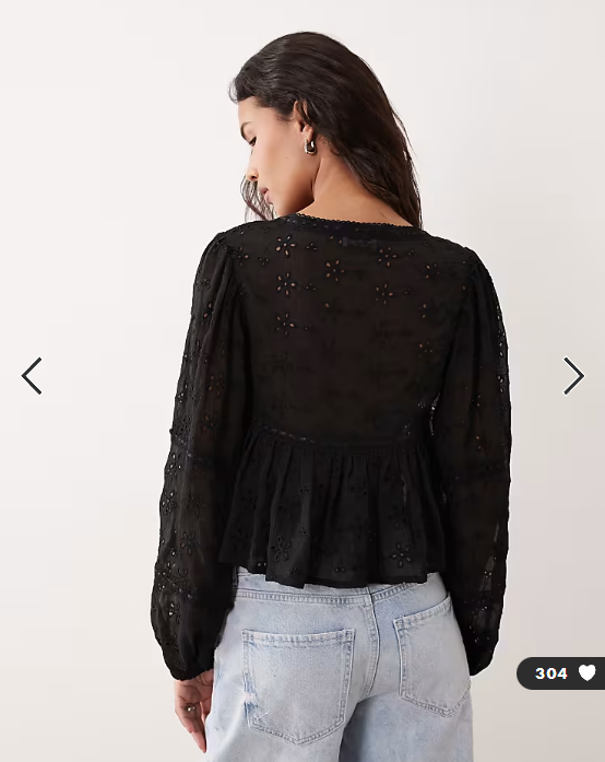 Miss Selfridge scoop neck tie front blouse in black
