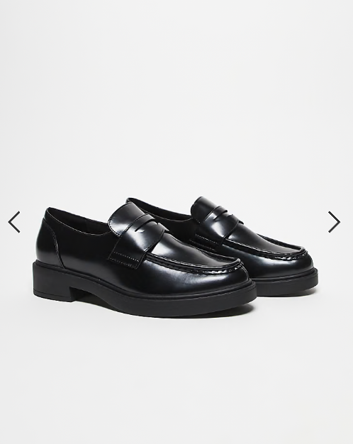 ASOS DESIGN penny loafers in black patent