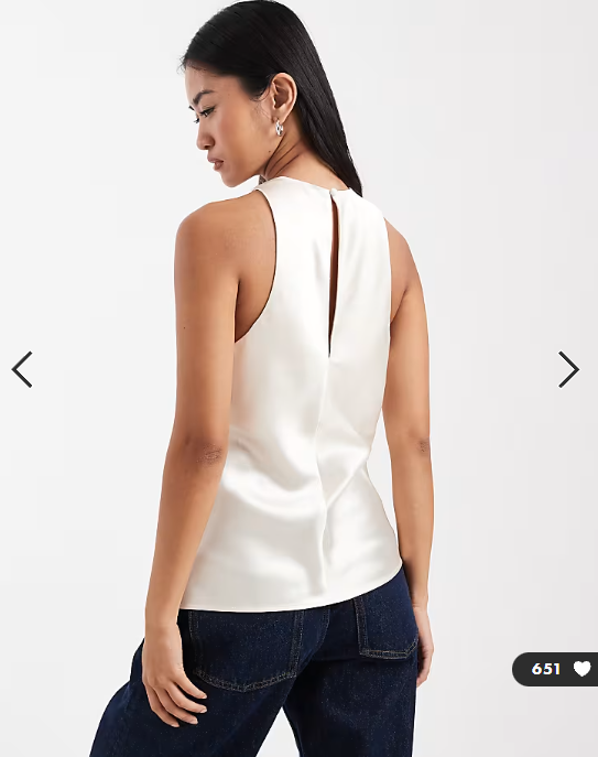 ASOS DESIGN satin racer cami in cream