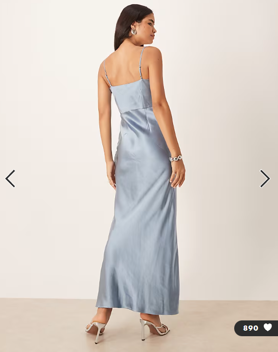 Pretty Lavish Bridesmaid Keisha satin cowl neck maxi dress in light blue