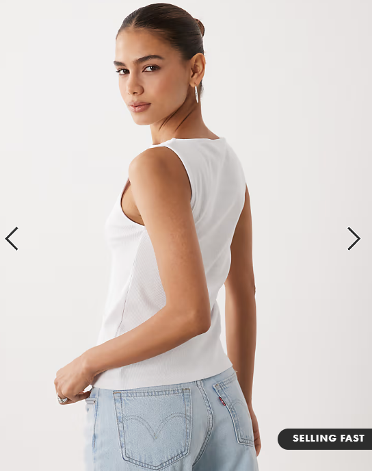 New Look boat neck button through tank top in white