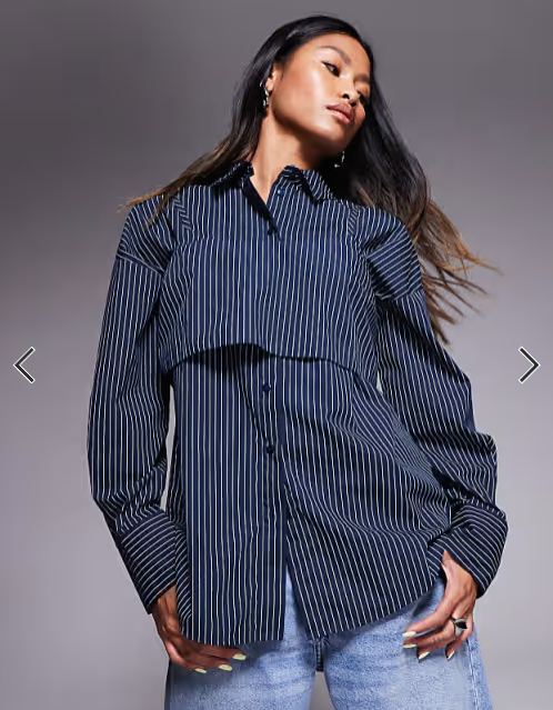 ASOS DESIGN oversized shirt with overlay cami in stripe