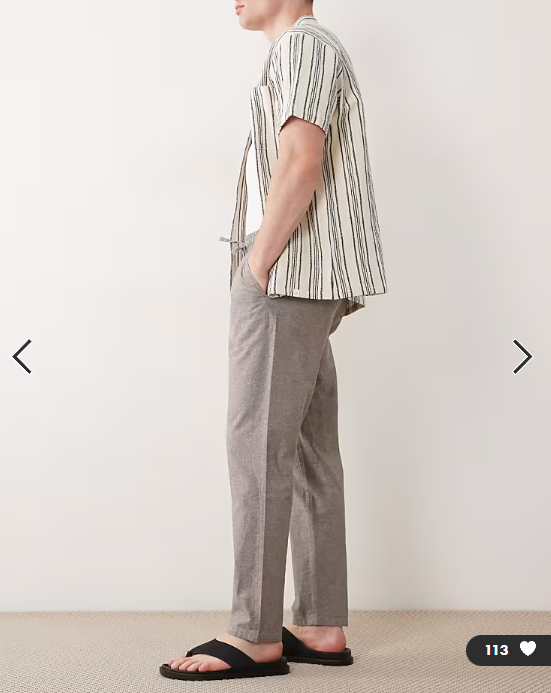 ONLY & SONS linen mix cropped trouser in light grey