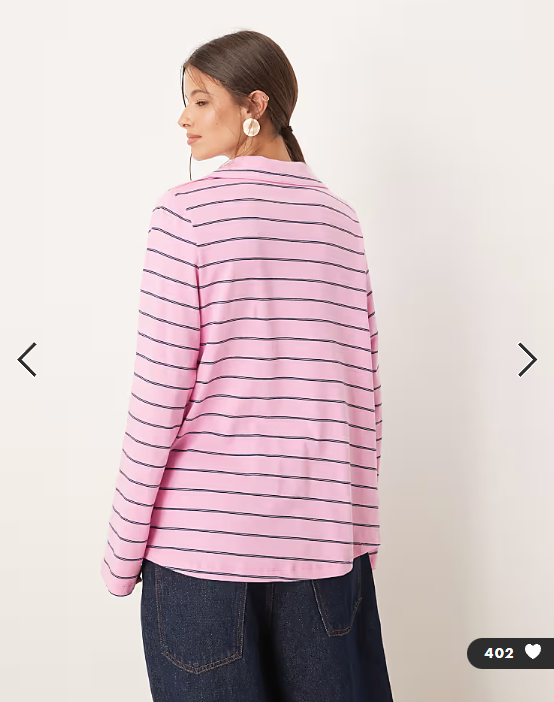 ASOS DESIGN tuck detail rugby top in pink and navy stripe