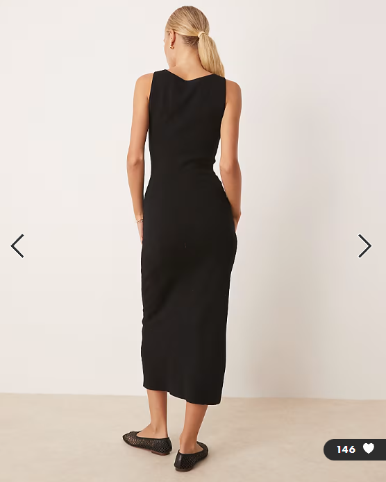 Mango compact knit midi tea dress with tie detail in black