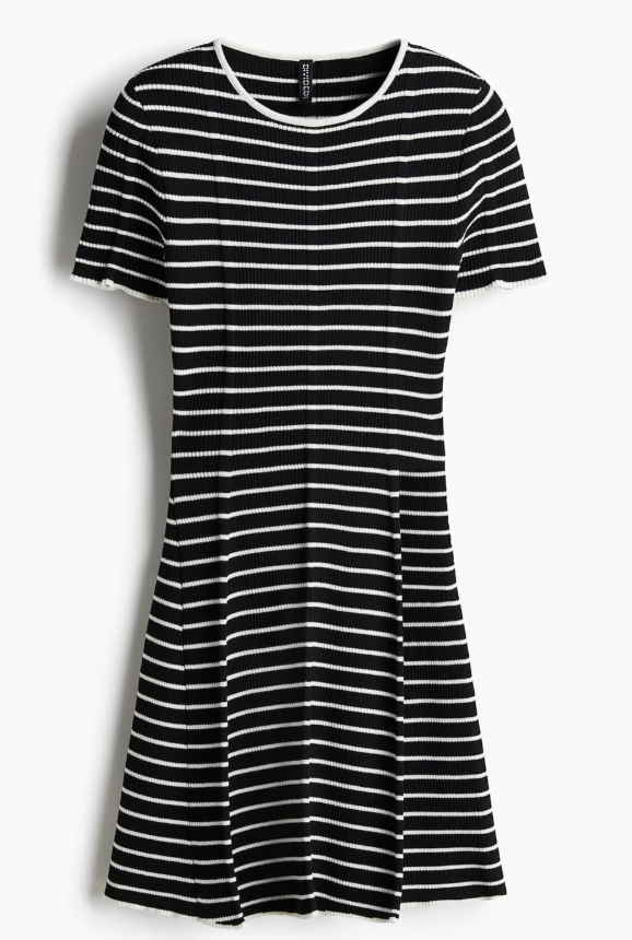 H&M - RIB-KNIT FLARED-SKIRT DRESS