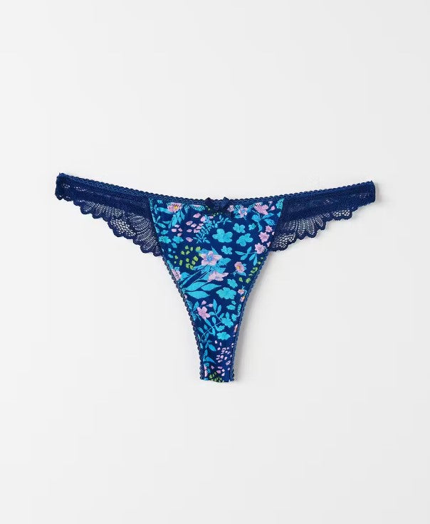 Riley organic cotton thong - Blue Flower