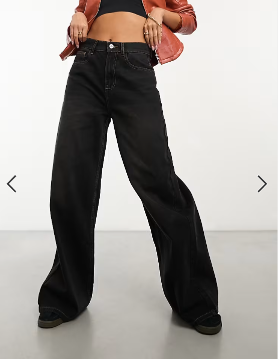 COLLUSION X003 wide leg jeans in washed black - BLACK