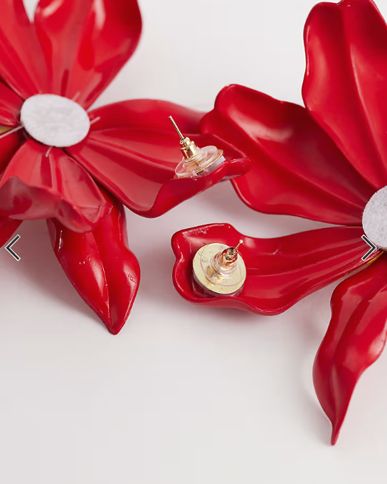 Kaiia exclusive oversized 3D flower earrings in red
