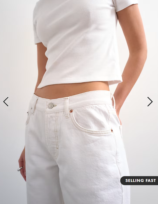 Topshop Ember low rise relaxed straight jean in white