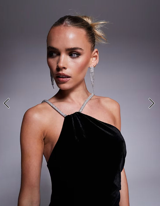 Forever New Petite diamante embellished one shoulder jumpsuit in black