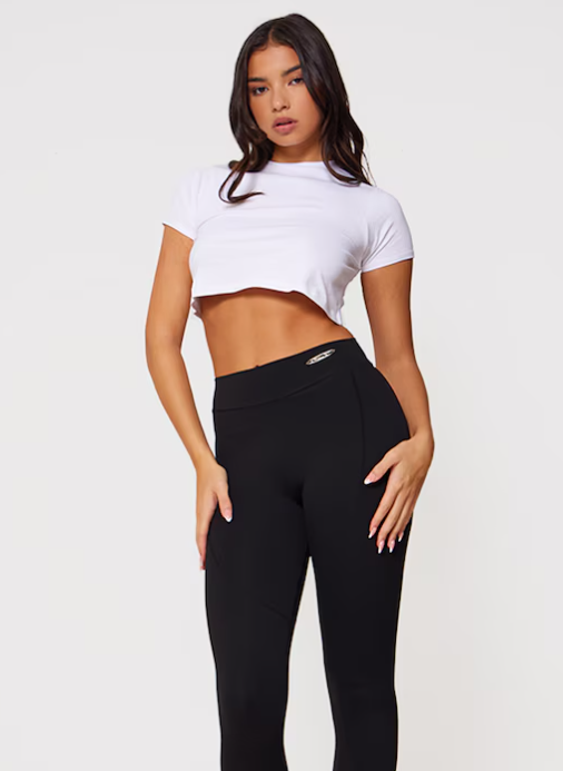 Basic Roll Sleeve White Crop Top