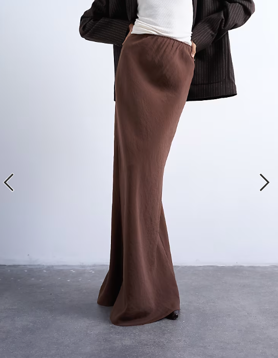 Topshop co-ord super soft cupro bias midi in brown