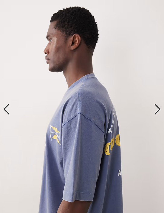 ASOS DESIGN unisex oversized t-shirt with Goodyear prints in washed blue