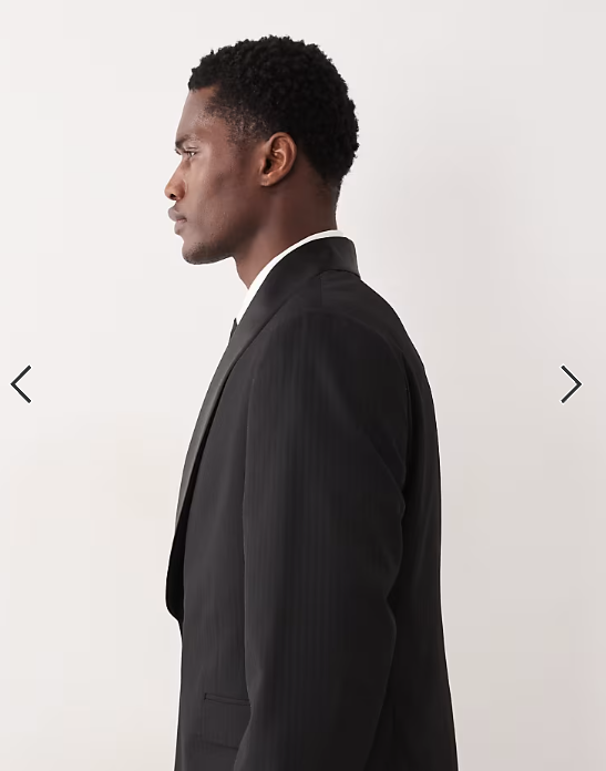 ASOS DESIGN slim suit jacket with tonal micro checkerboard weave in black
