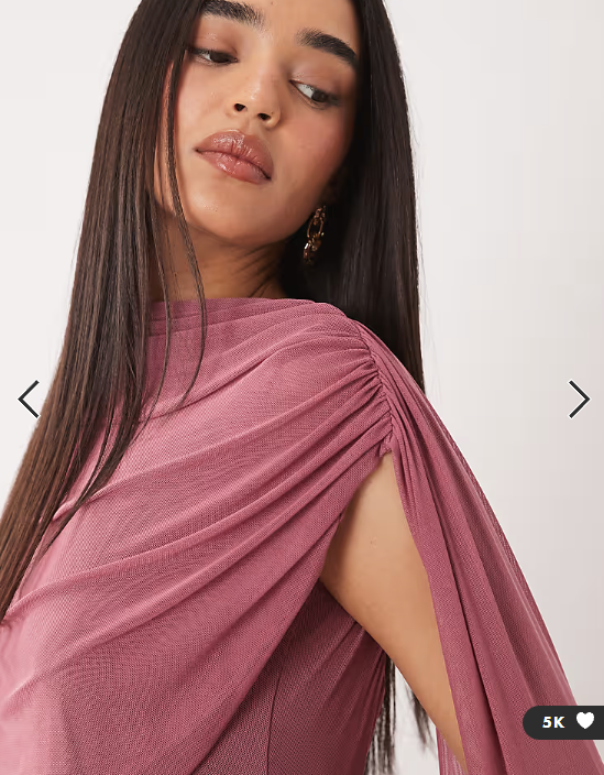 ASOS DESIGN mesh cape draped maxi dress in blush