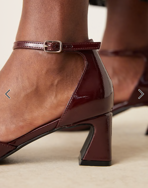 Glamorous Wide Fit Mary Janes in burgundy patent