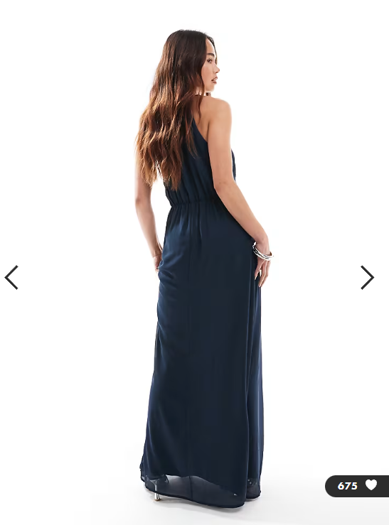 Vila Bridesmaid halterneck maxi dress in navy