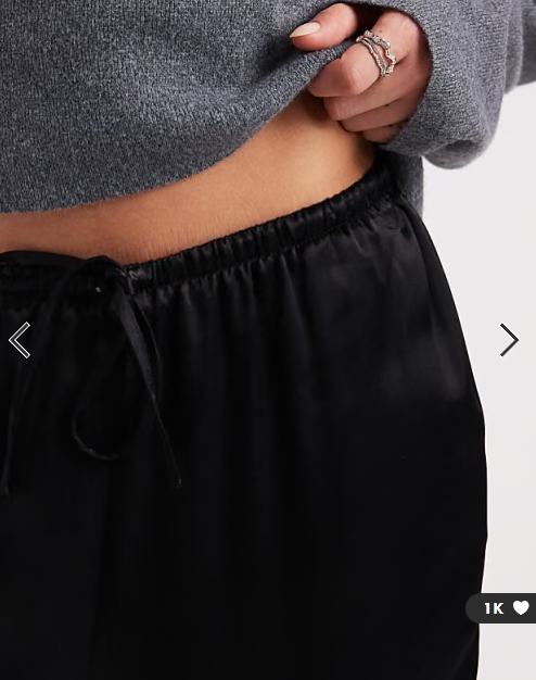 ASOS DESIGN satin wide leg pull on trouser in black