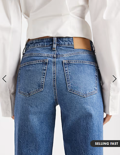 ASOS DESIGN comfort stretch straight leg jeans in authentic mid blue