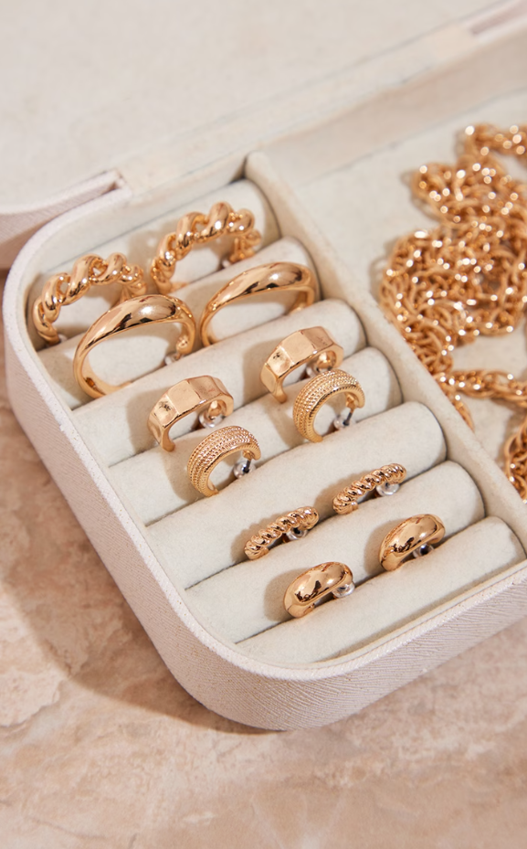 Gold Assorted Textured Small Multipack Hoop Earrings