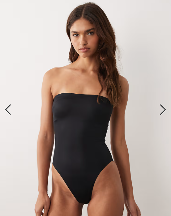 ASOS DESIGN Maya Cannes sleek bandeau padded swimsuit in black