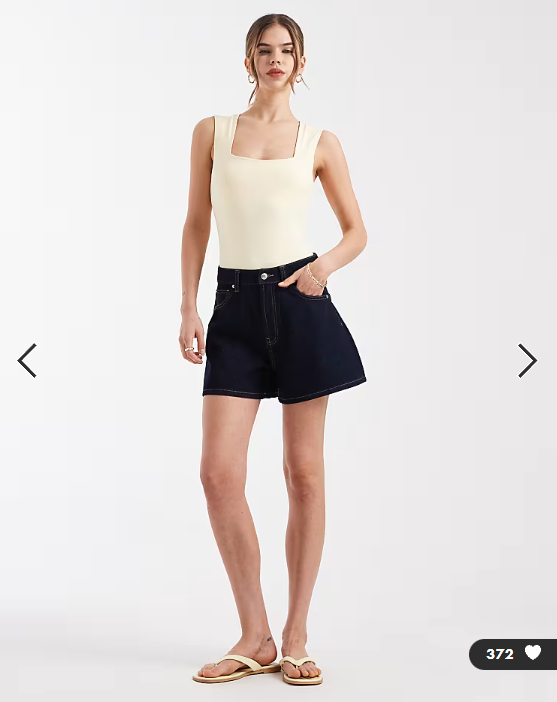 New Look square neck bodysuit in light yellow