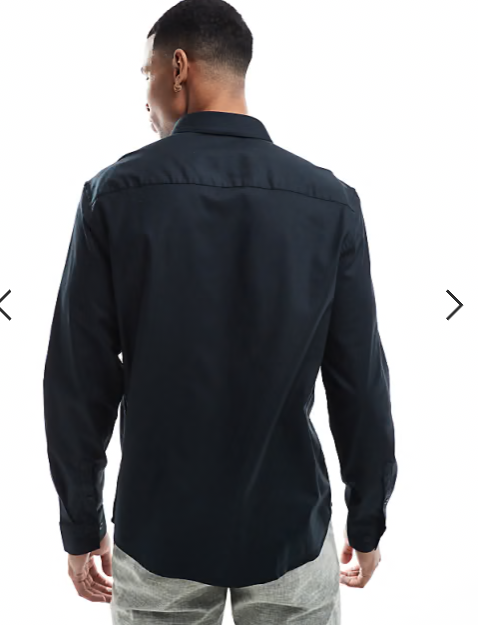 ASOS DESIGN formal easy iron twill regular shirt in black